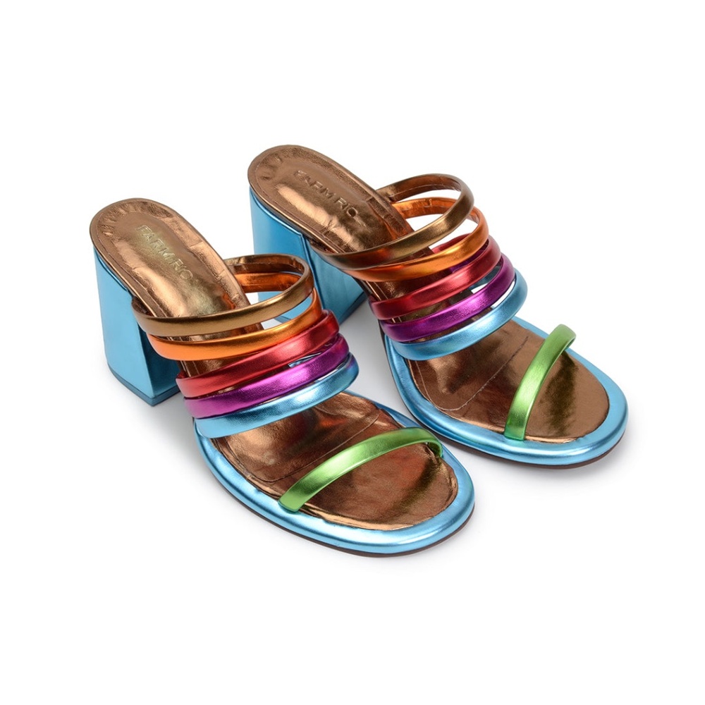 RAINBOW BLOCK HEEL SLIDE SANDAL - FARM RIO